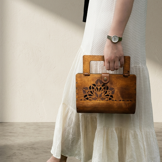 Elegáns fa kézitáska