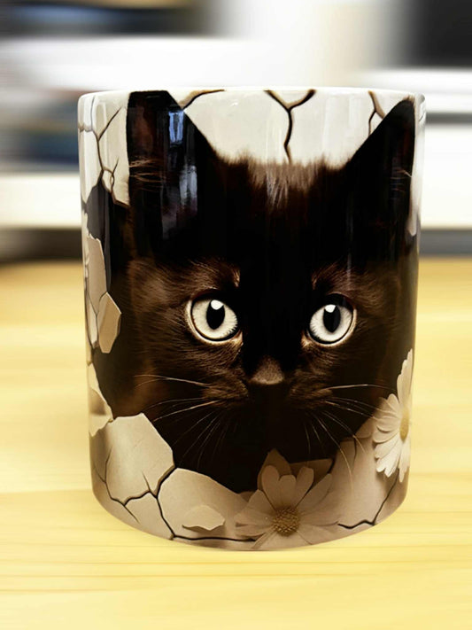 Fekete macska 3D bögre